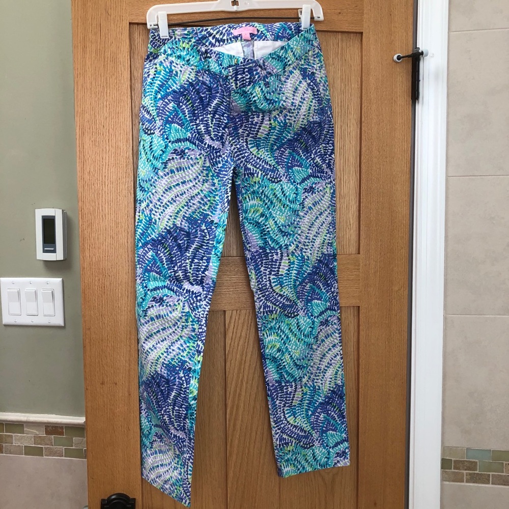 Lilly pulitzer pants 4 euc ferns blue green white